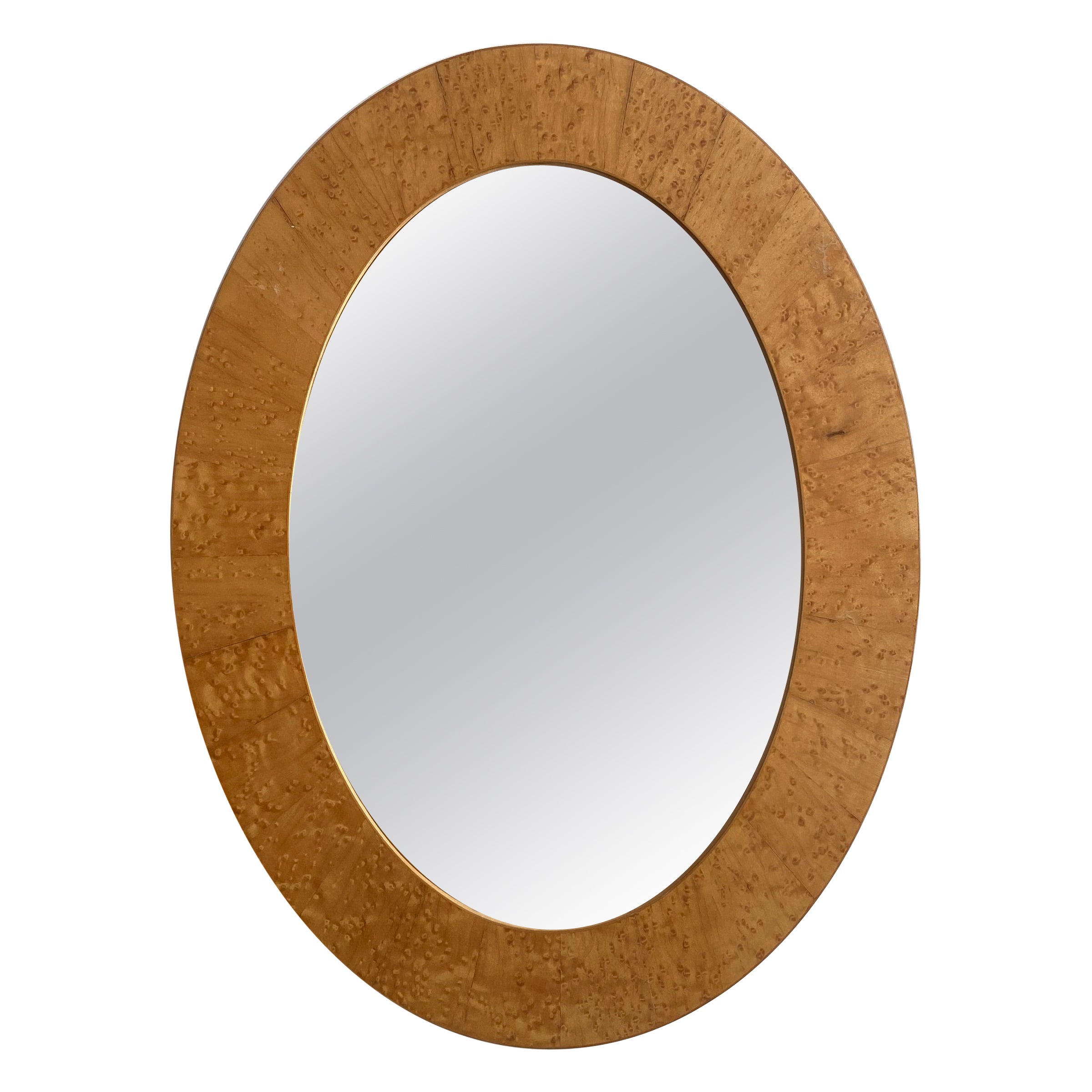 Wurzelholz Ahorn Art Deco Oval Mirror 1970s Mid-Century Modern Vintage #2