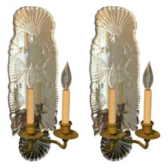 Vintage Pair Art Deco mirrored sconces
