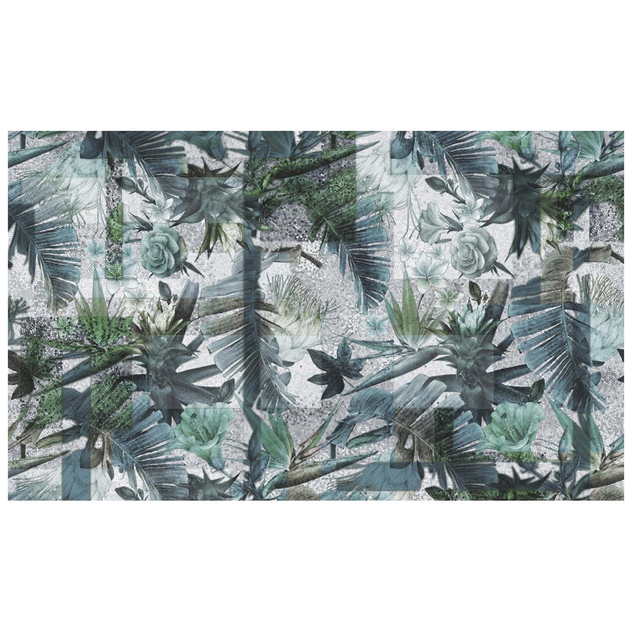 Mystic Flowers Turquise Wall Paper in Fabric also suitable for wet area For Sale