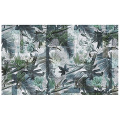 Mystic Flowers Turquise Wall Paper in Fabric also suitable for wet area 