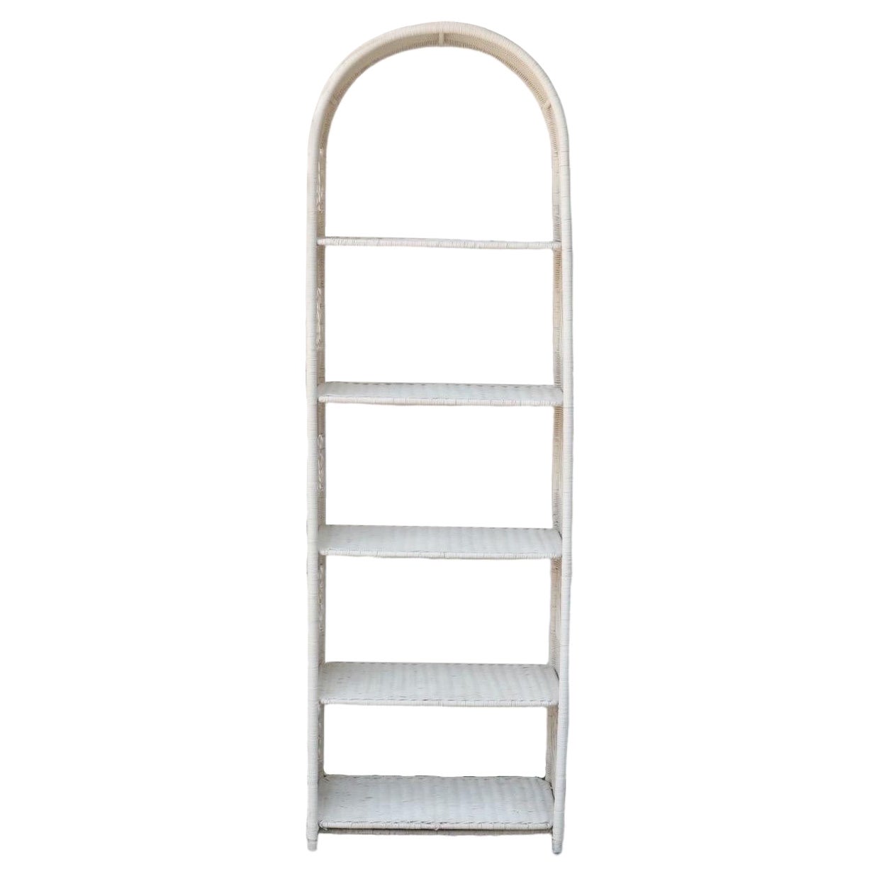 Arched White Wicker Etagere