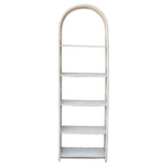 Arched White Wicker Etagere