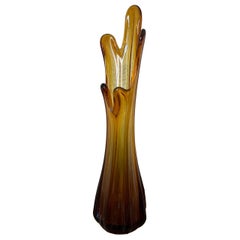 Vintage Mid century modern Murano vase in amber colored glass 