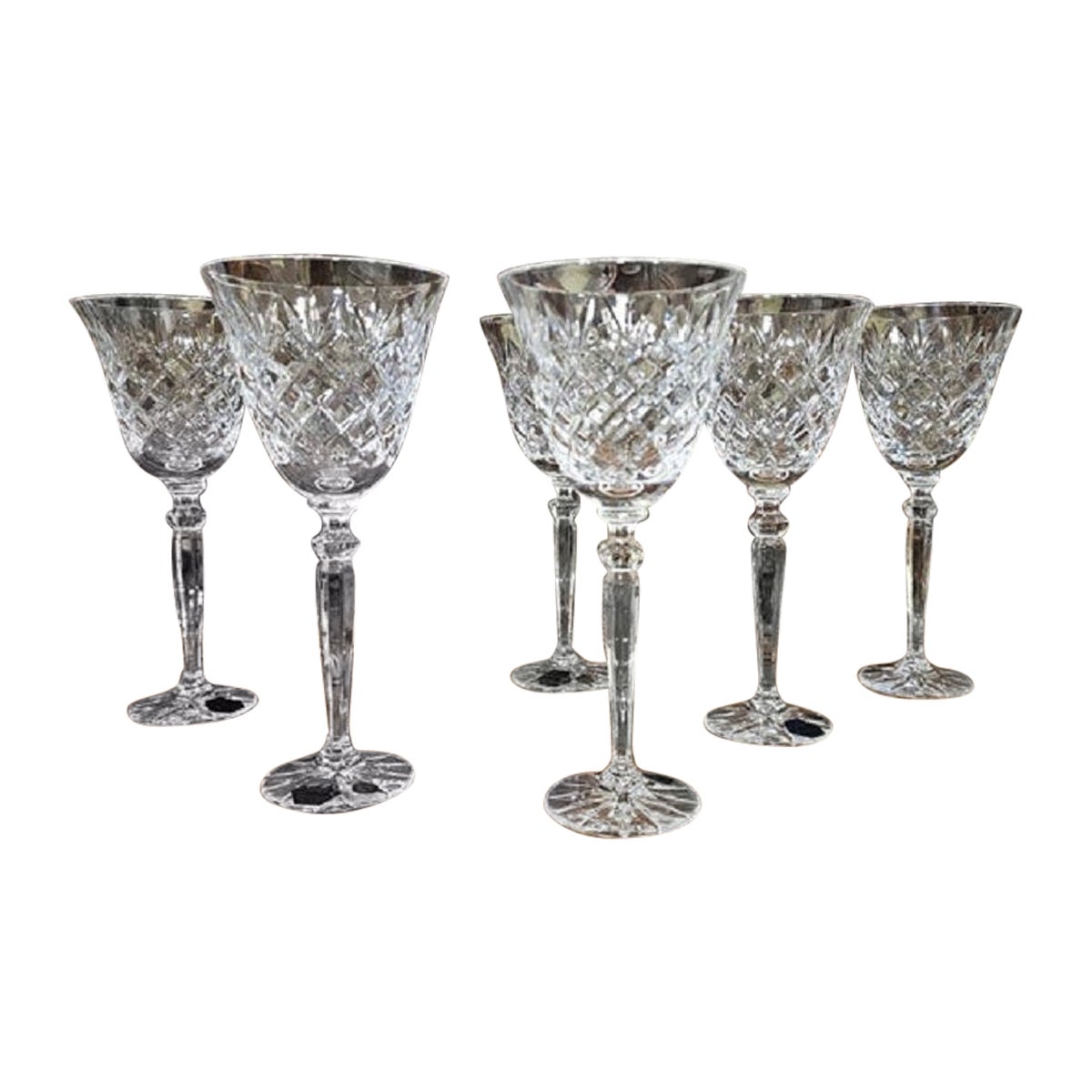 Set of 6 Crystal Wine or Water Glasses (9.5 fl_oz) - hand crafted For Sale