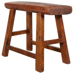 Large Antique Stool with Thick Seat 11