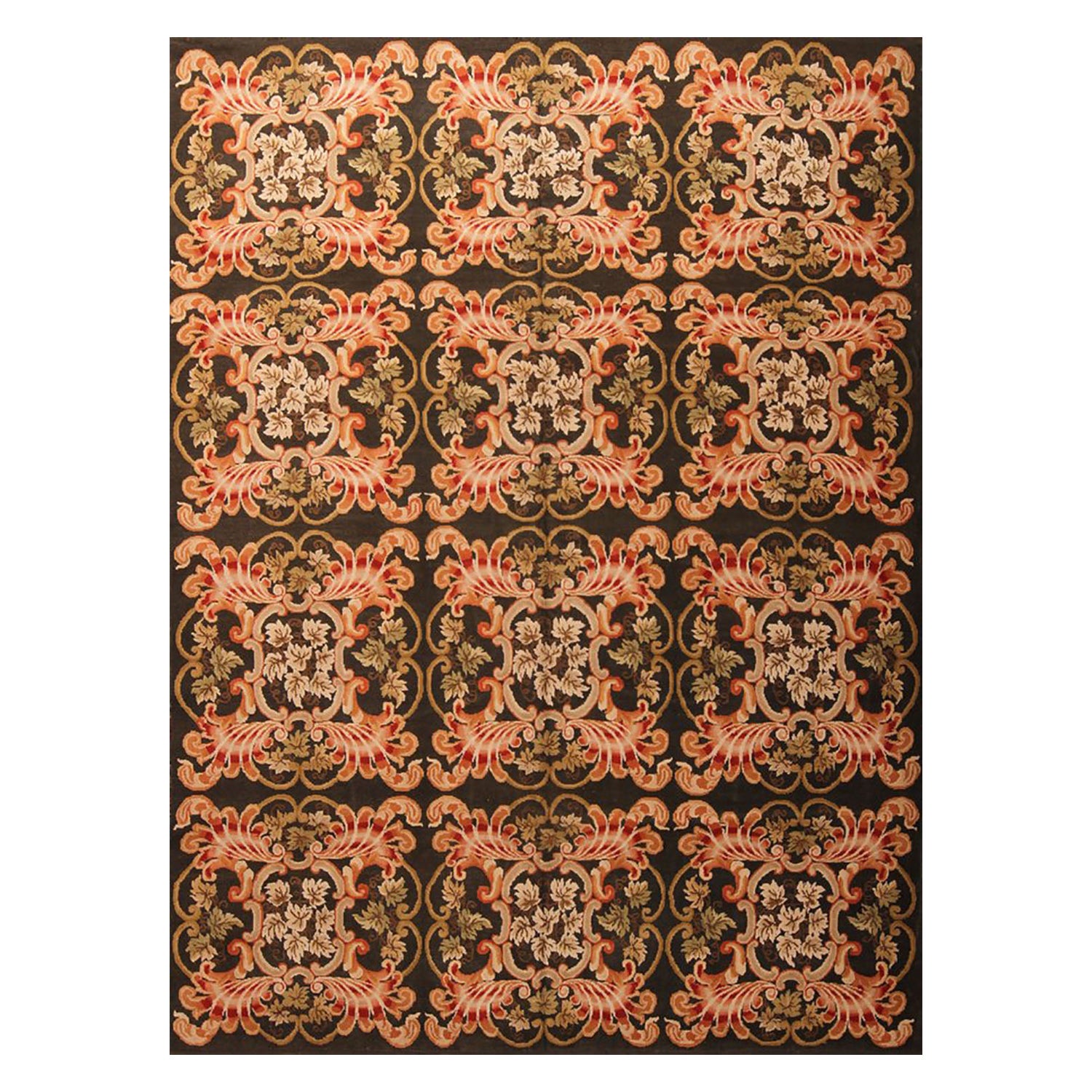 Rug & Kilim's Bessarabian Traditional Geometric Floral Green Pink and Black Wool (Laine géométrique florale verte, rose et noire) en vente