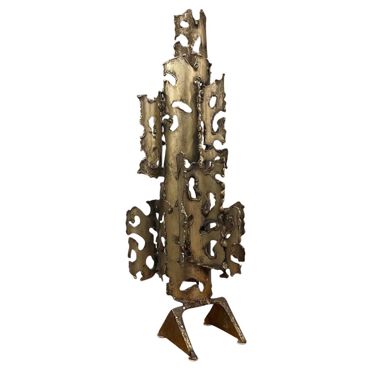 Escultura de Metal Brutalista Italiana del Siglo XX - Pieza de Decoración Abstracta Vintage