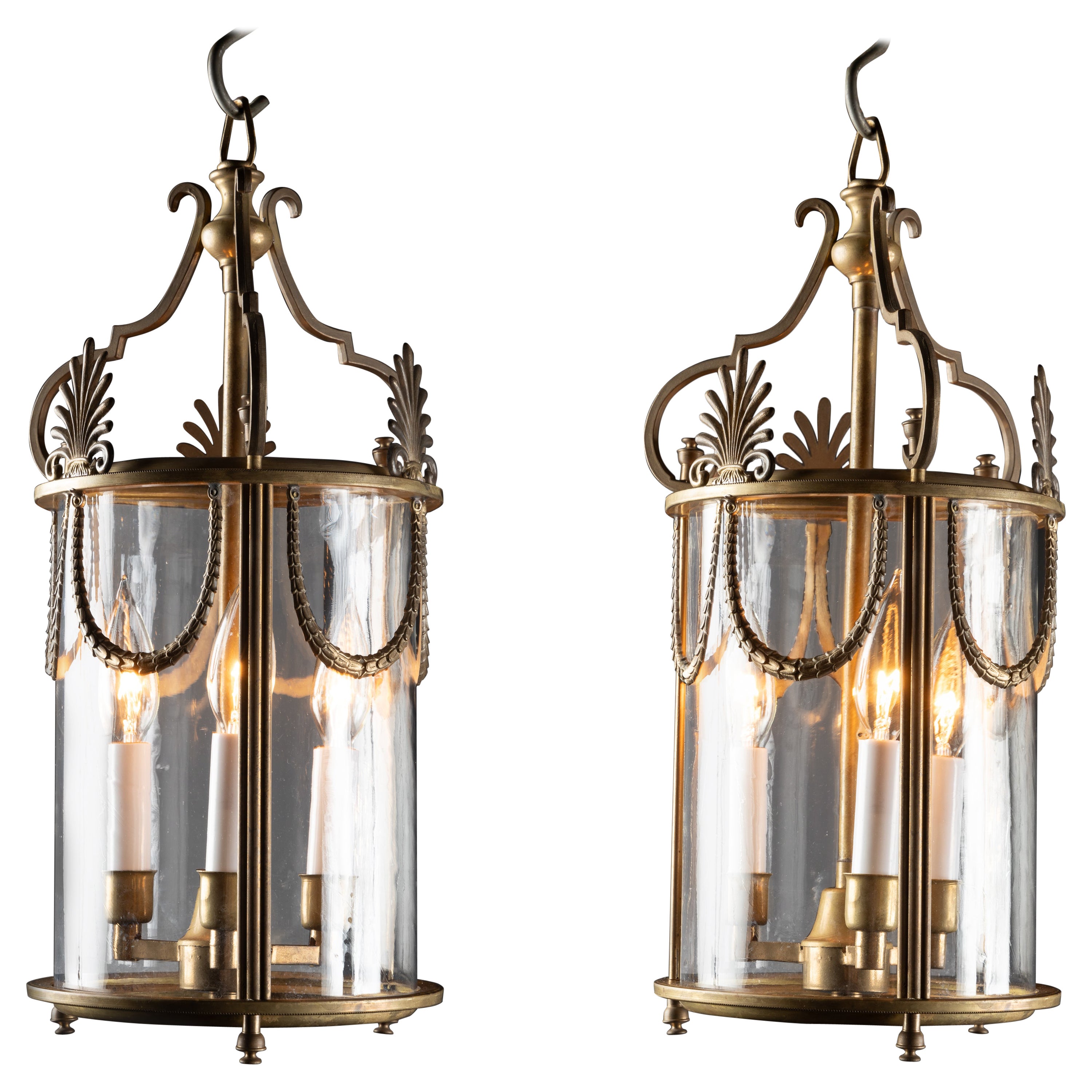 Pair of Garlanded Italian Lanterns, Mid 20th Century For Sale