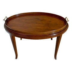 Large Vintage Edwardian Oval Quality Figured Mahogany Tea Tray on Stand 