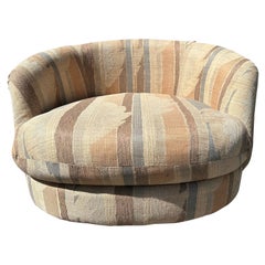 Vintage Stylish Milo Baughman style Circular Round Swivel Lounge Chair Mid-Century 