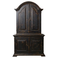 Used Rococo Black Oak Cabinet, Large Swedish Solid 18th Century Cabinet