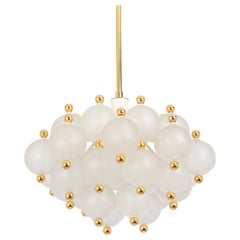 Large Frosted Glass and Brass Chandelier by Kinkeldey, Germany, 1970s