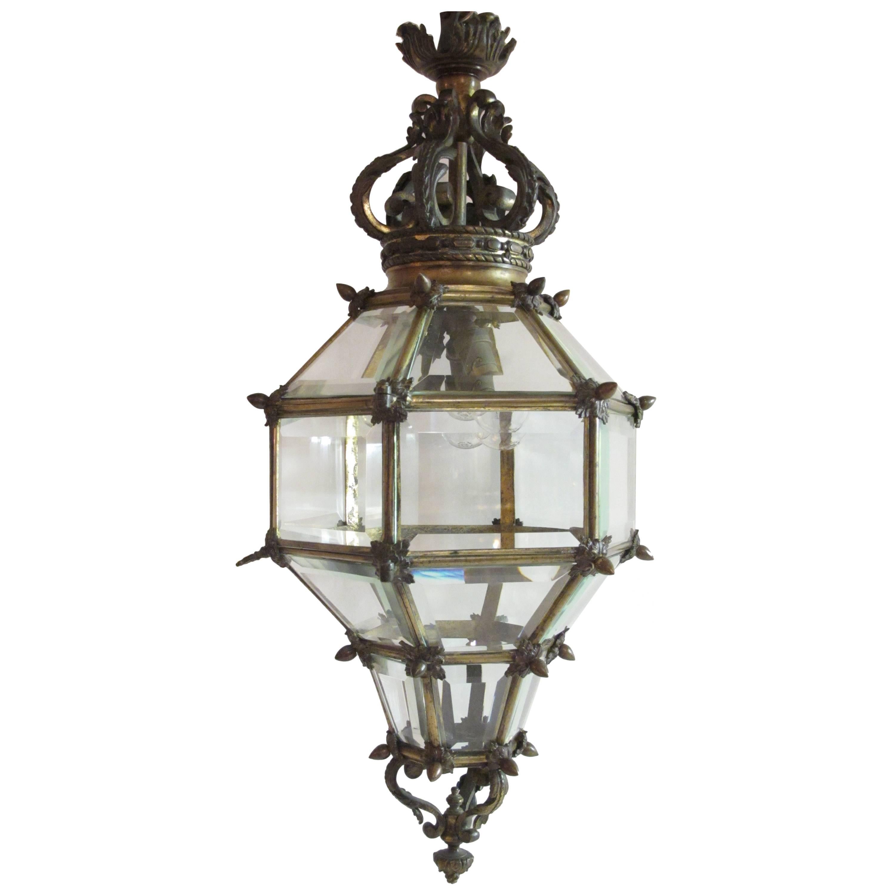 Late 19th Century Bronze and Glass 'Versailles' Hall Lantern