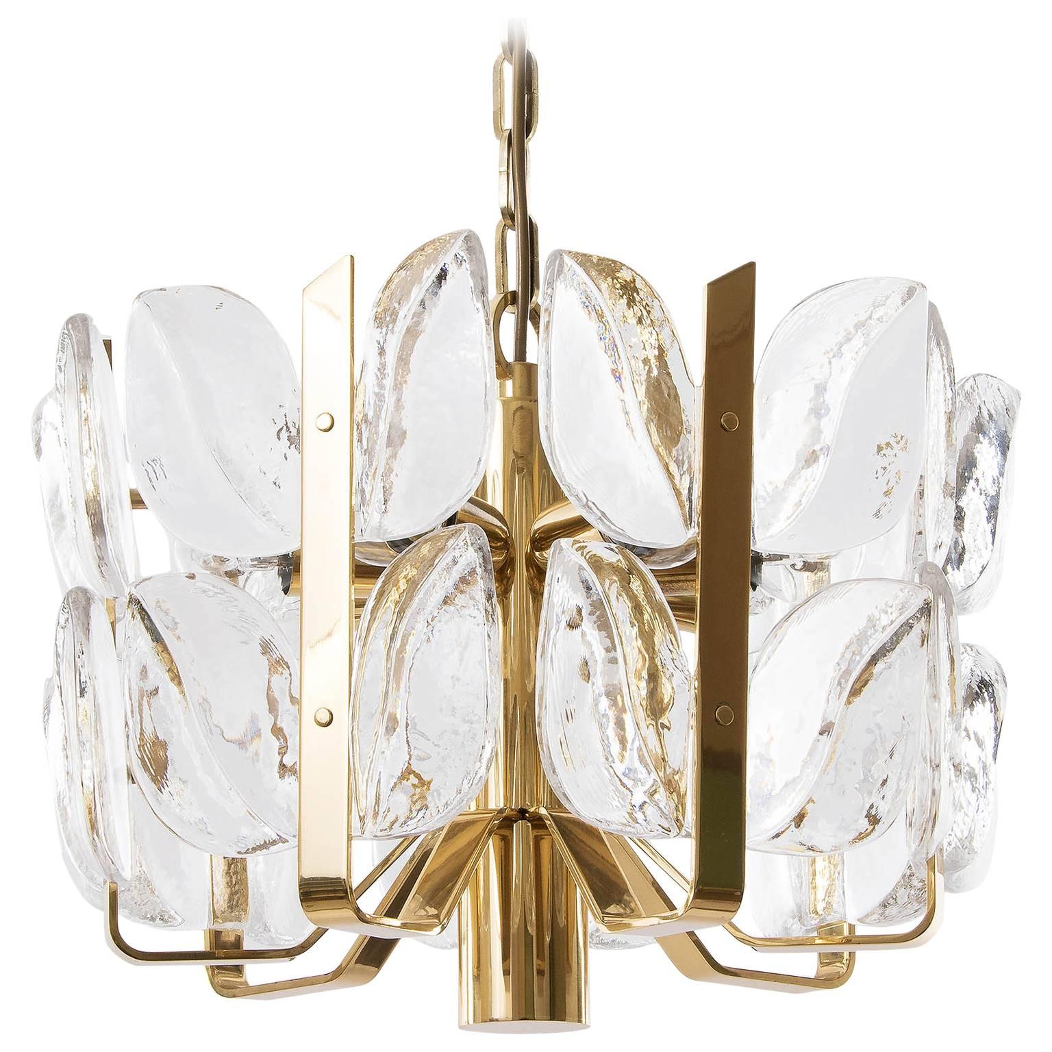 Kalmar Brass and Glass Pendant Light, 1960s
