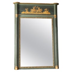 Antique 19th Century French Empire Painted Green and Gilded Mirror