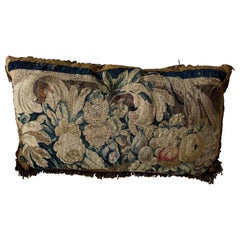 Late 17th C tapestry now as a pillow 