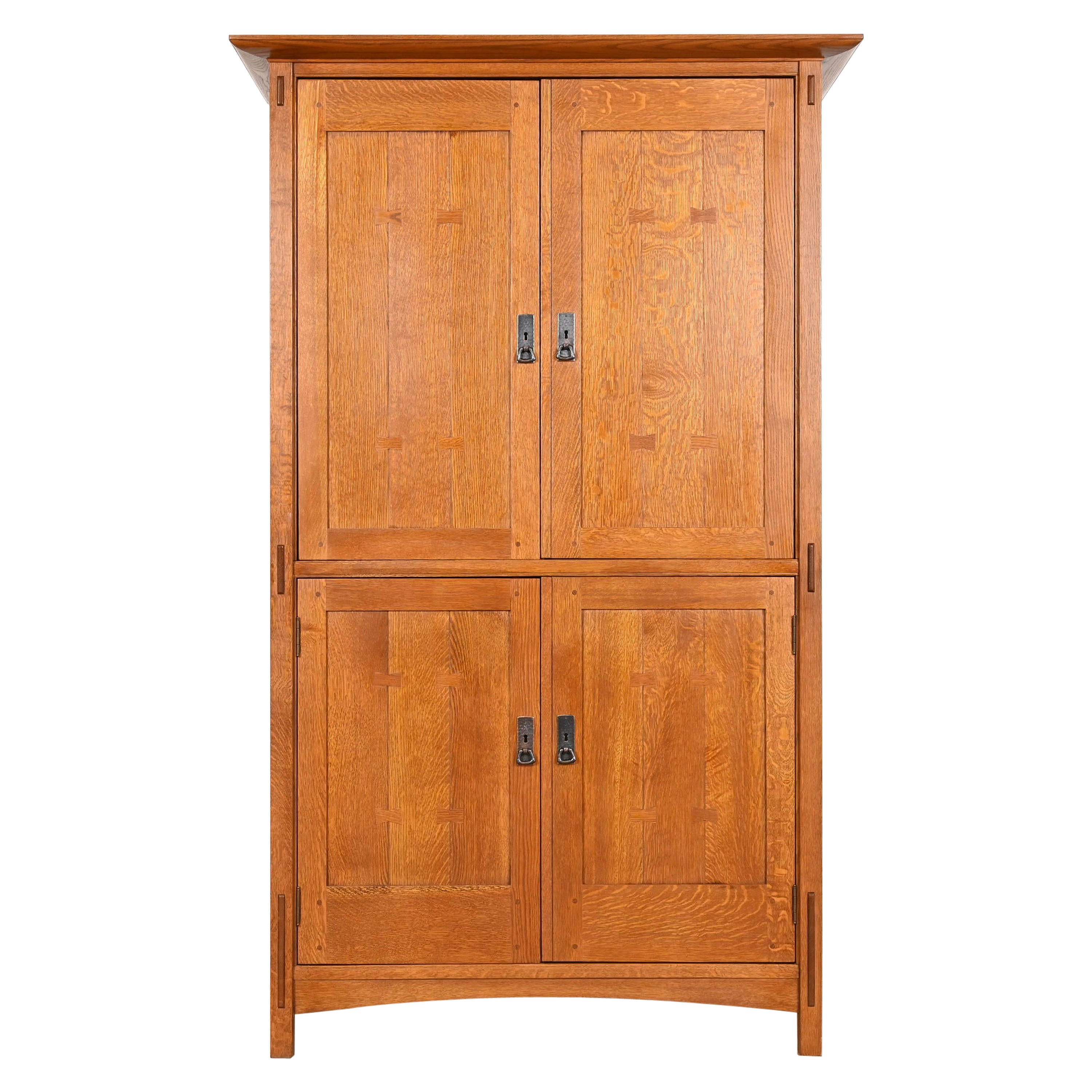 Stickley Mission Oak Arts & Crafts Media Armoire Cabinet For Sale