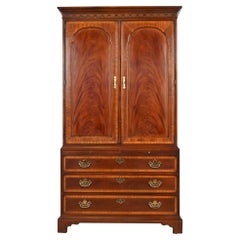 Used Drexel Heritage Georgian Carved Flame Mahogany Armoire Dresser