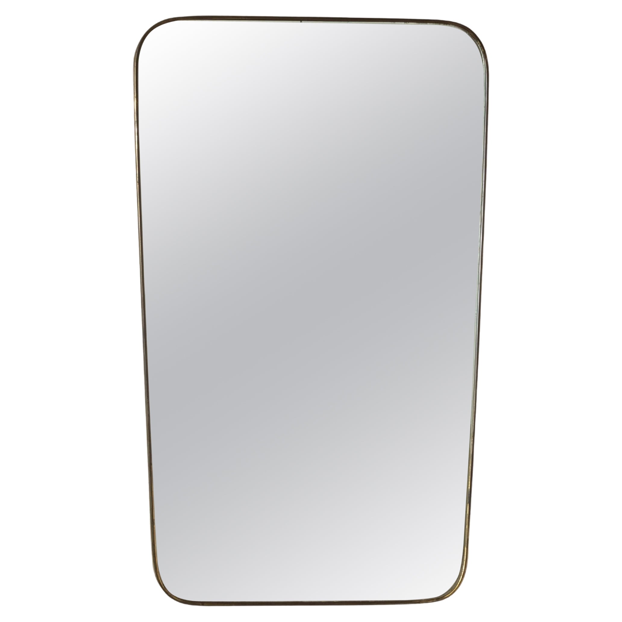 Italian mid-century Brass wall Mirror in the style of Gio Ponti, Italy, 1950s For Sale