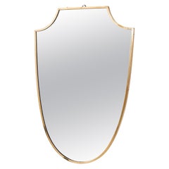Retro Brass Wall Mirror, Italy Mid-20th Century