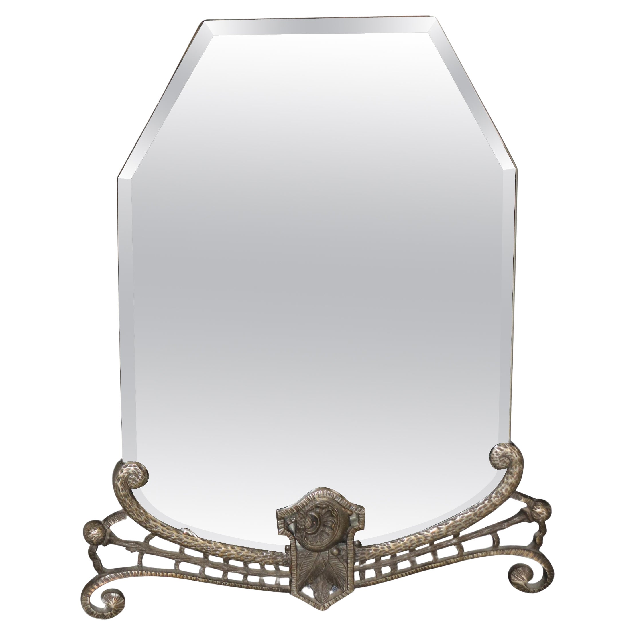 French Art Deco Style Wall Hanging Mirror In The Manner of Oscar Bach For Sale