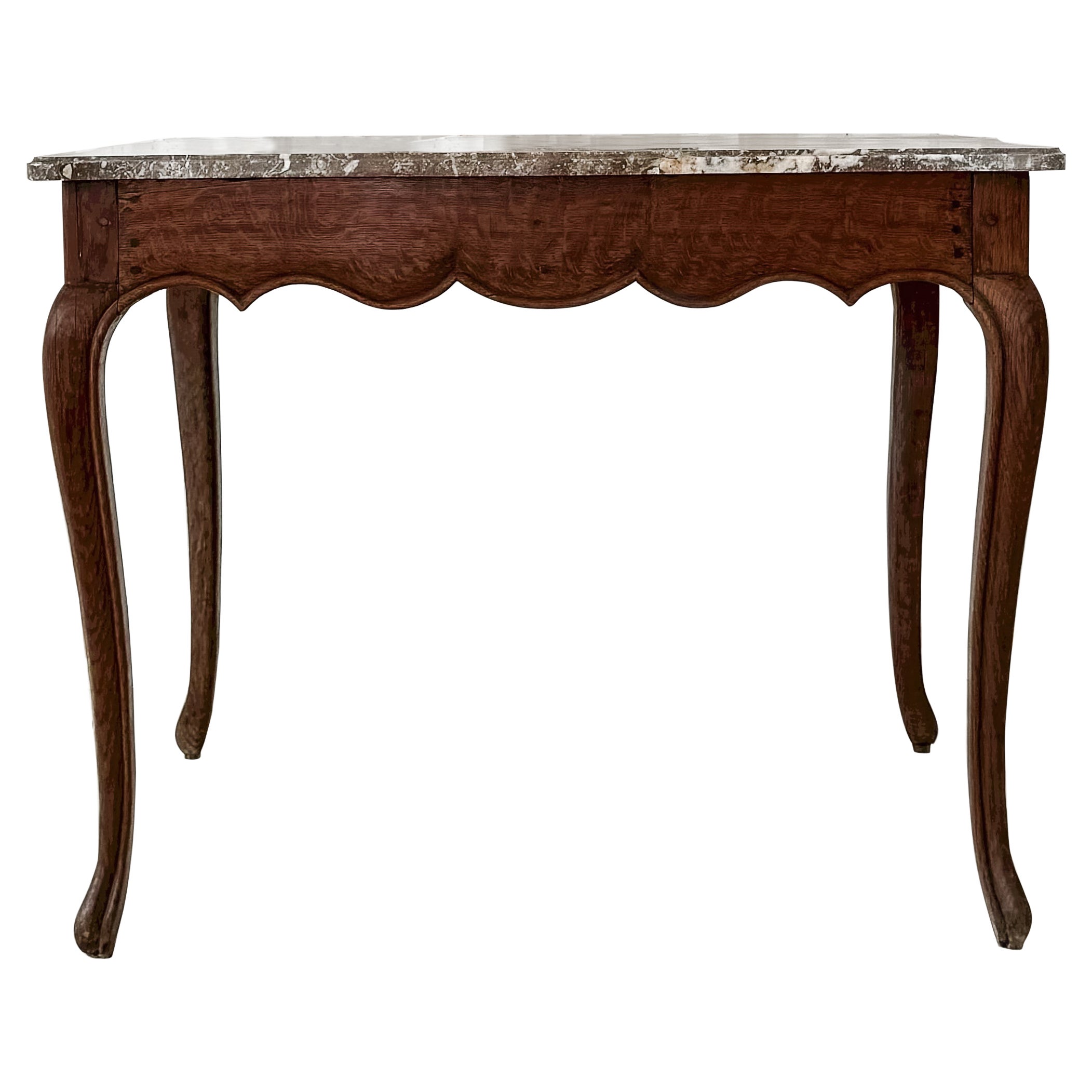 19th Century French Cabriole Leg Accent Table with Marble Top For Sale