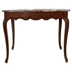 Antique 19th Century French Cabriole Leg Accent Table with Marble Top