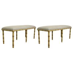 Pair of Antique Faux Bamboo Stools