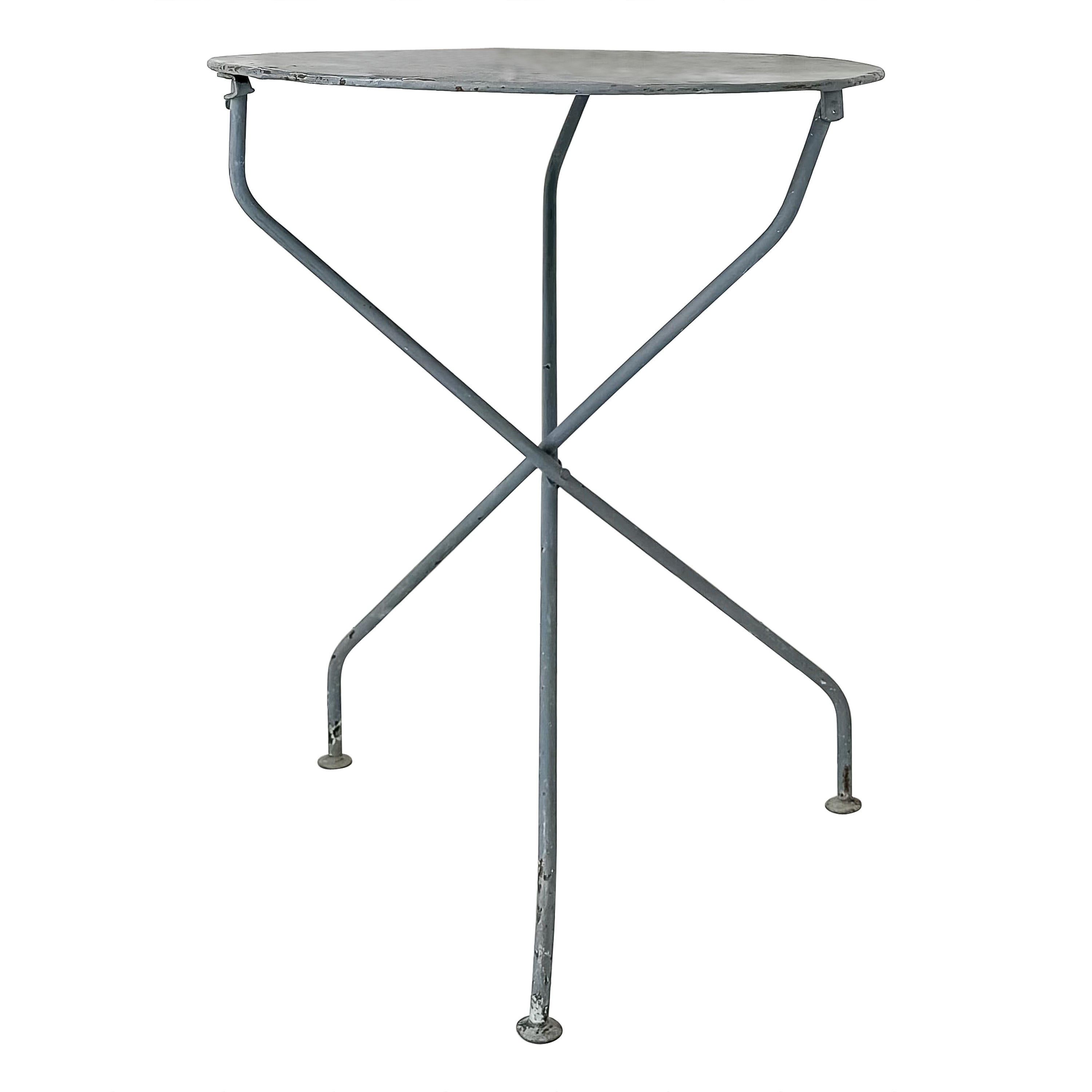 Vintage French Blue Metal Garden Table