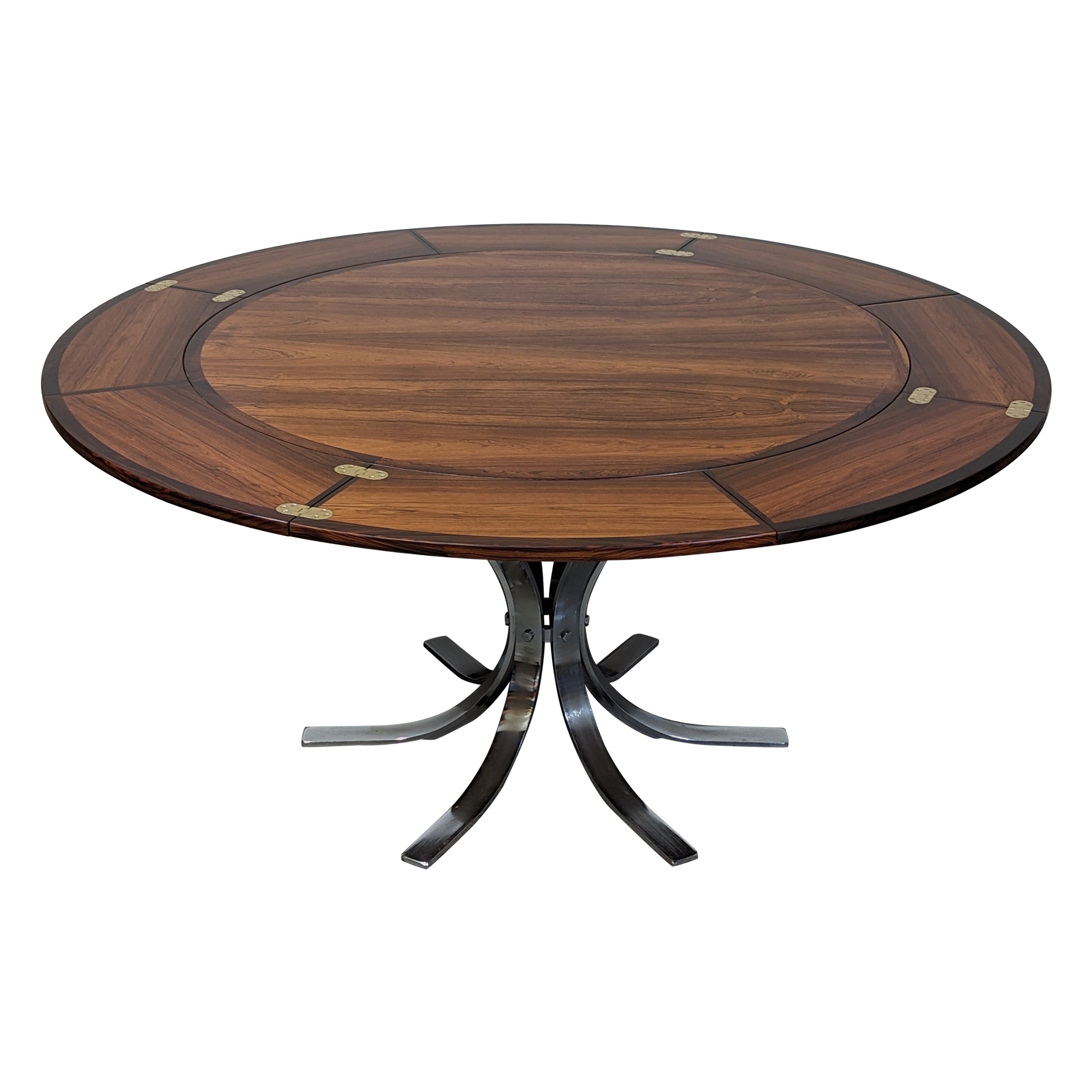 Danish Mid Century Rosewood Flip Flap Circular Dining Table by Dyrlund, c1960s For Sale