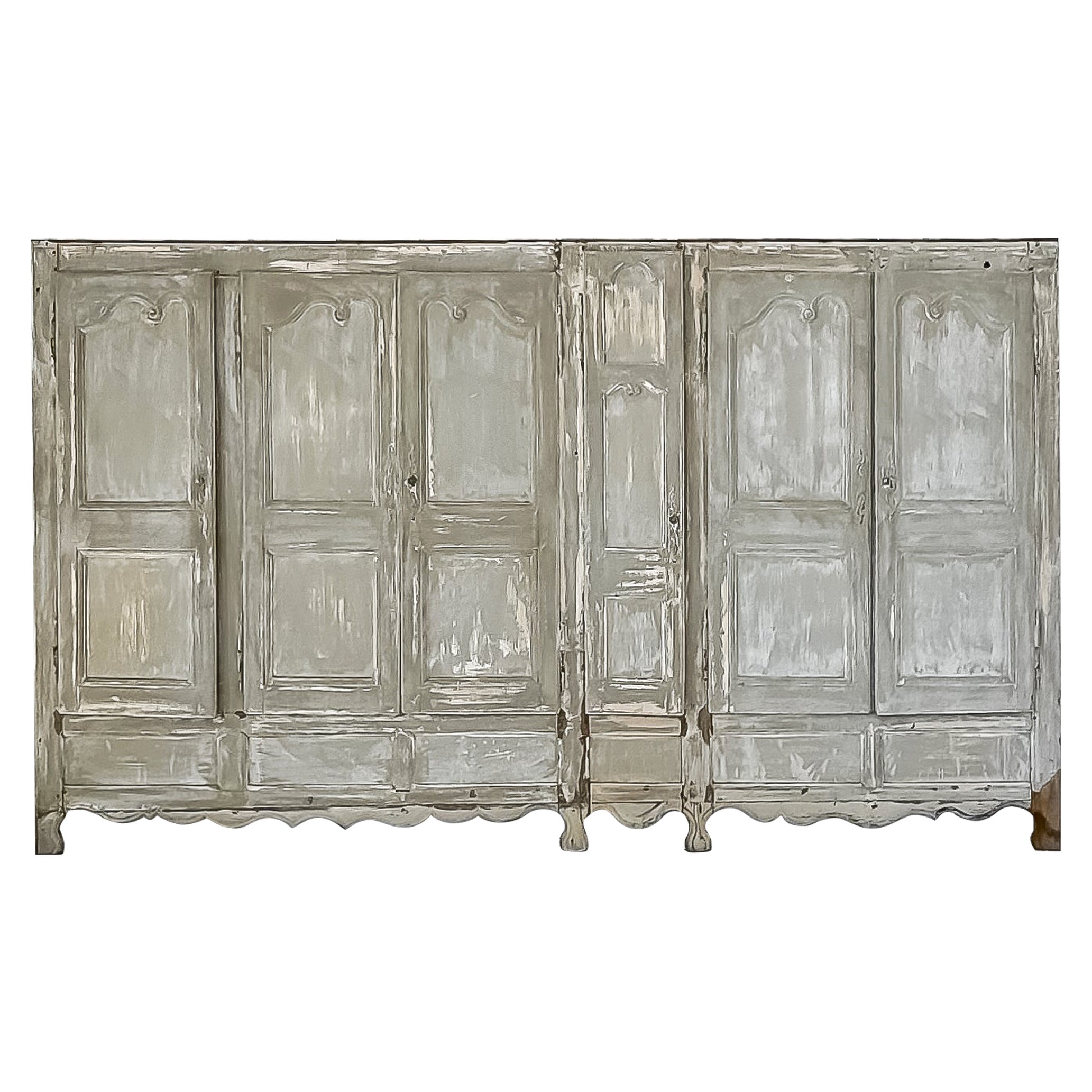 19th Century Built-In French Provincial Wardrobe Wall with Doors For Sale