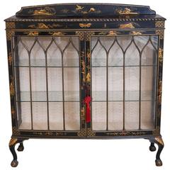 Late 19th-Early 20th Century Lit Decorated Chinoiserie Cabinet 