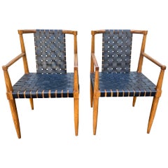 Retro 6 Fabulous Leather Strap Tomlinson "Sophisticate" Dining Chairs 2 Arms 4 Sides