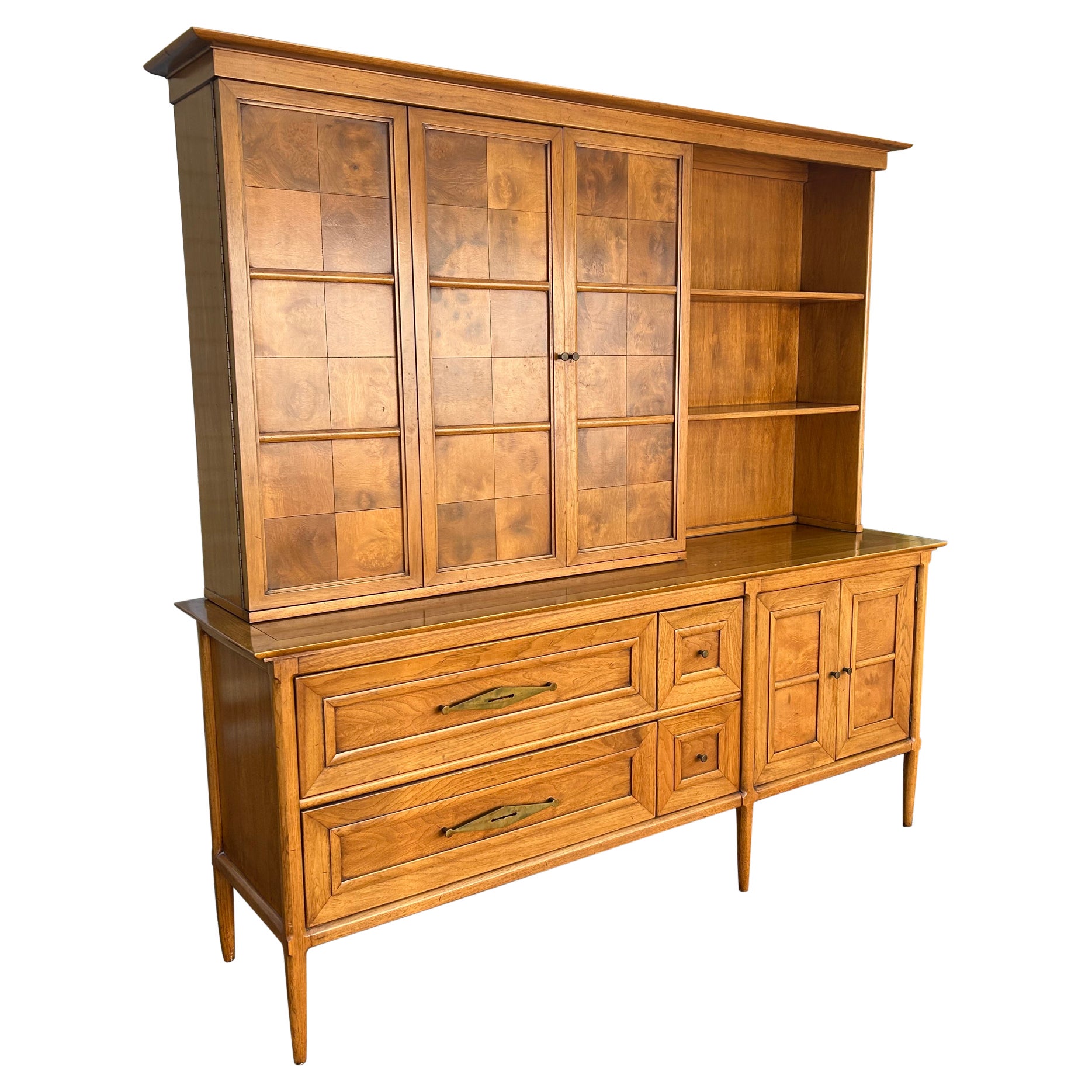 Magnificent Tomlinson "Sophisticate" 2 Piece Credenza Buffet Hutch Mid-Century  For Sale