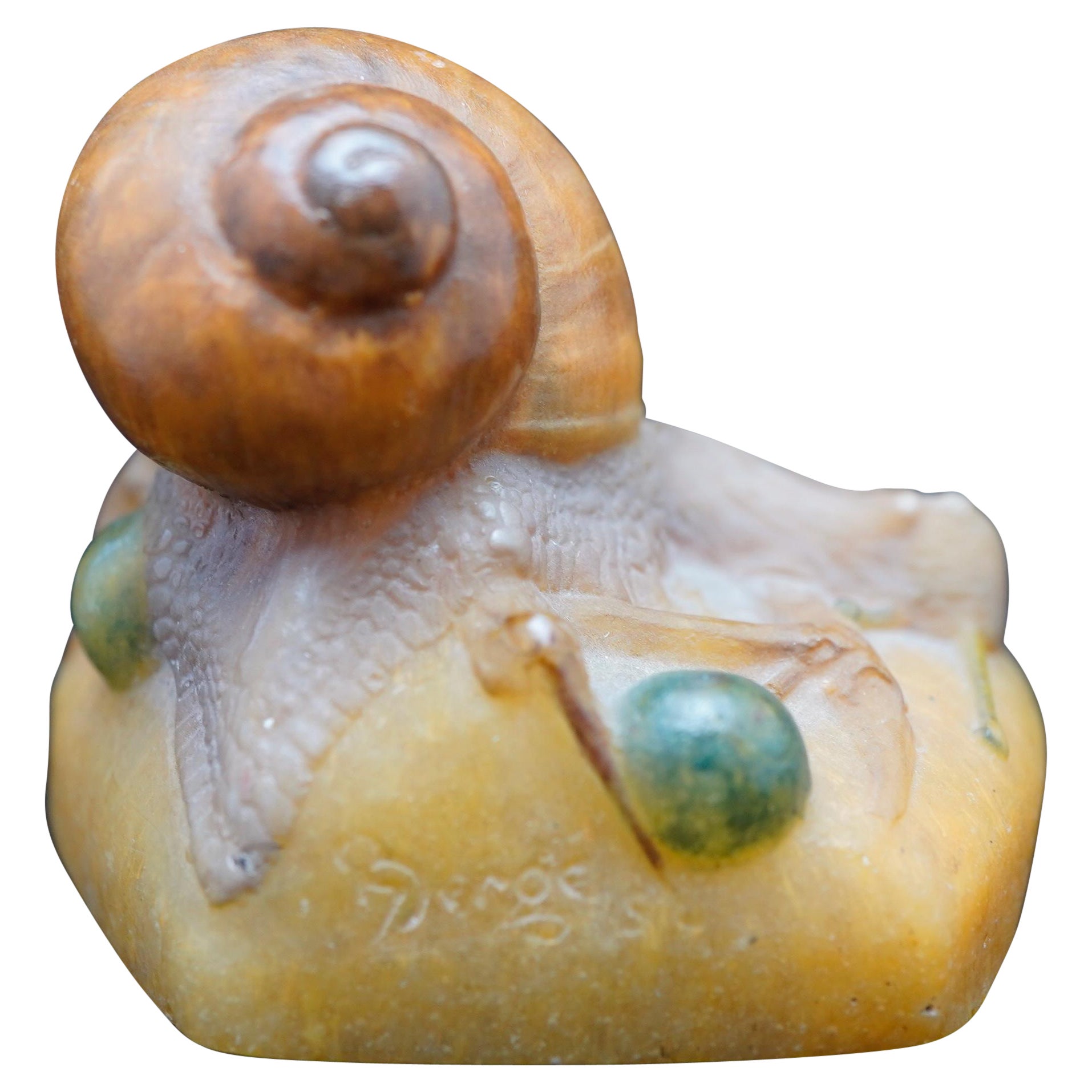 Amalric Walter and Henri Berge  Pate de Verre Snail Paperweight  For Sale