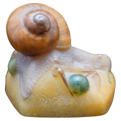 Antique Amalric Walter and Henri Berge  Pate de Verre Snail Paperweight 