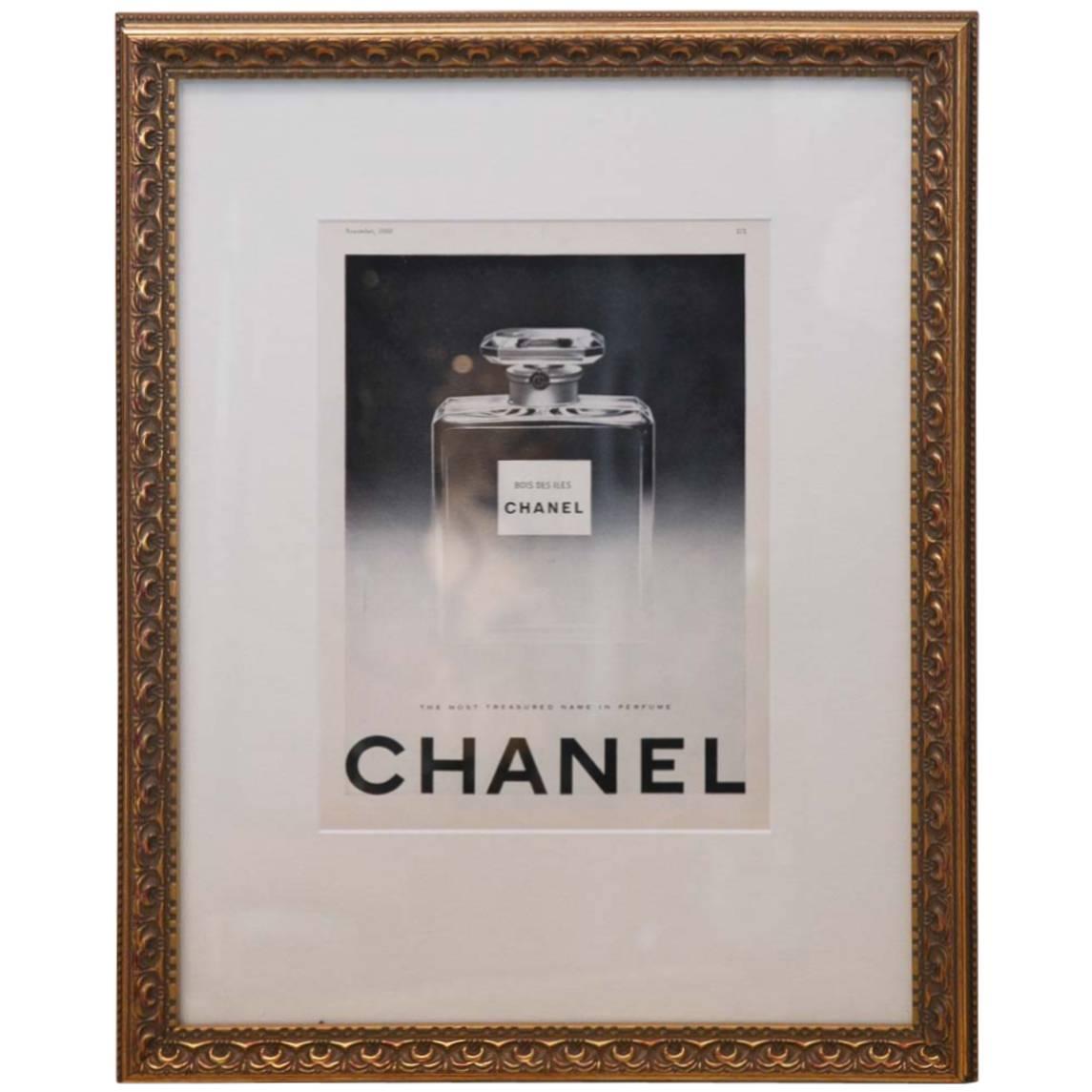 Vintage Framed Original Chanel Perfume Ad 