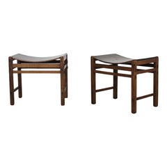 Giuseppe Rivadossi Set di due sgabelli in legno di Oak Wood by Officina Rivadossi 1970s