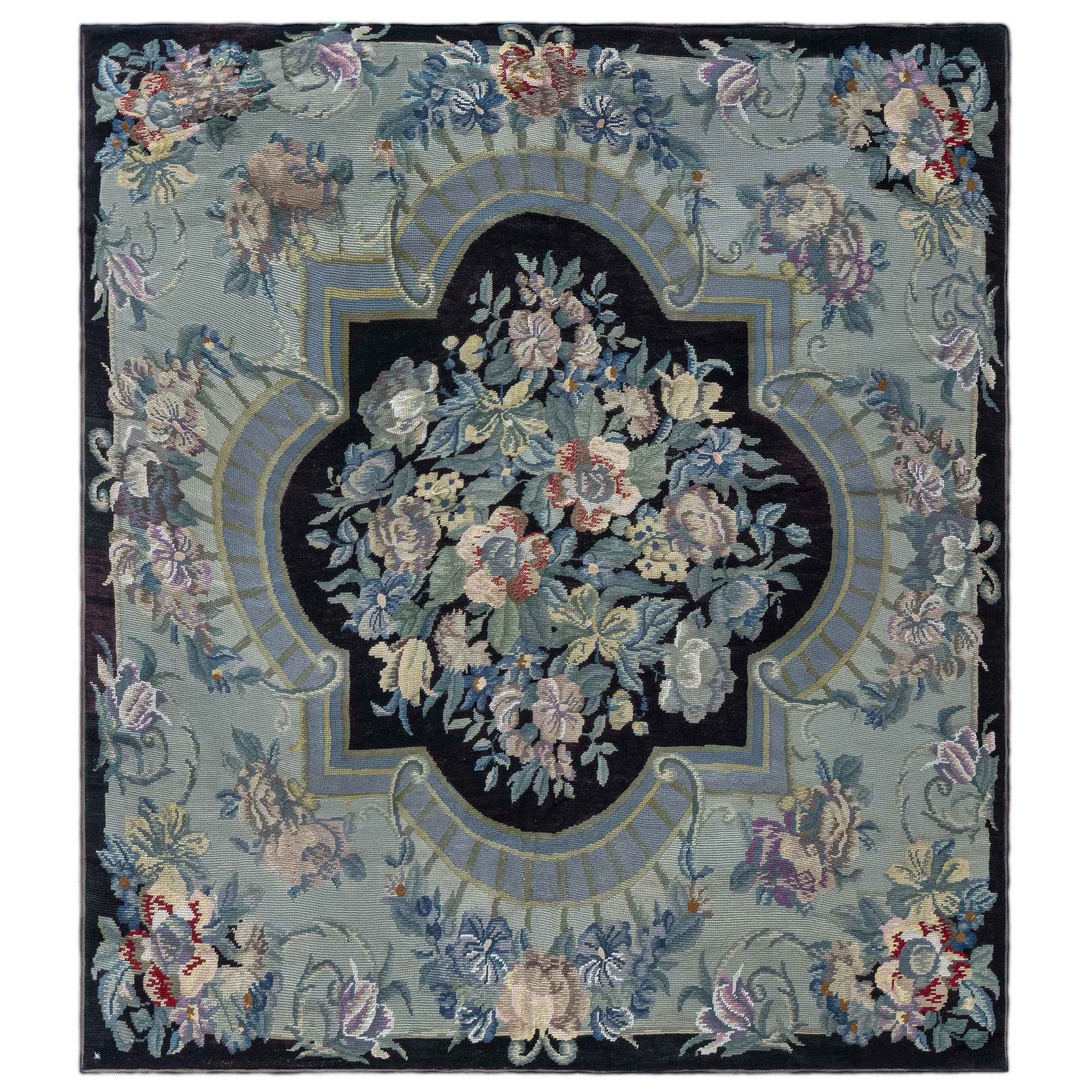 Early 20th Century English Needle Point Rug For Sale