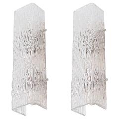 One of Two Ice Glass Sconces of Wall Lights by Kalmar