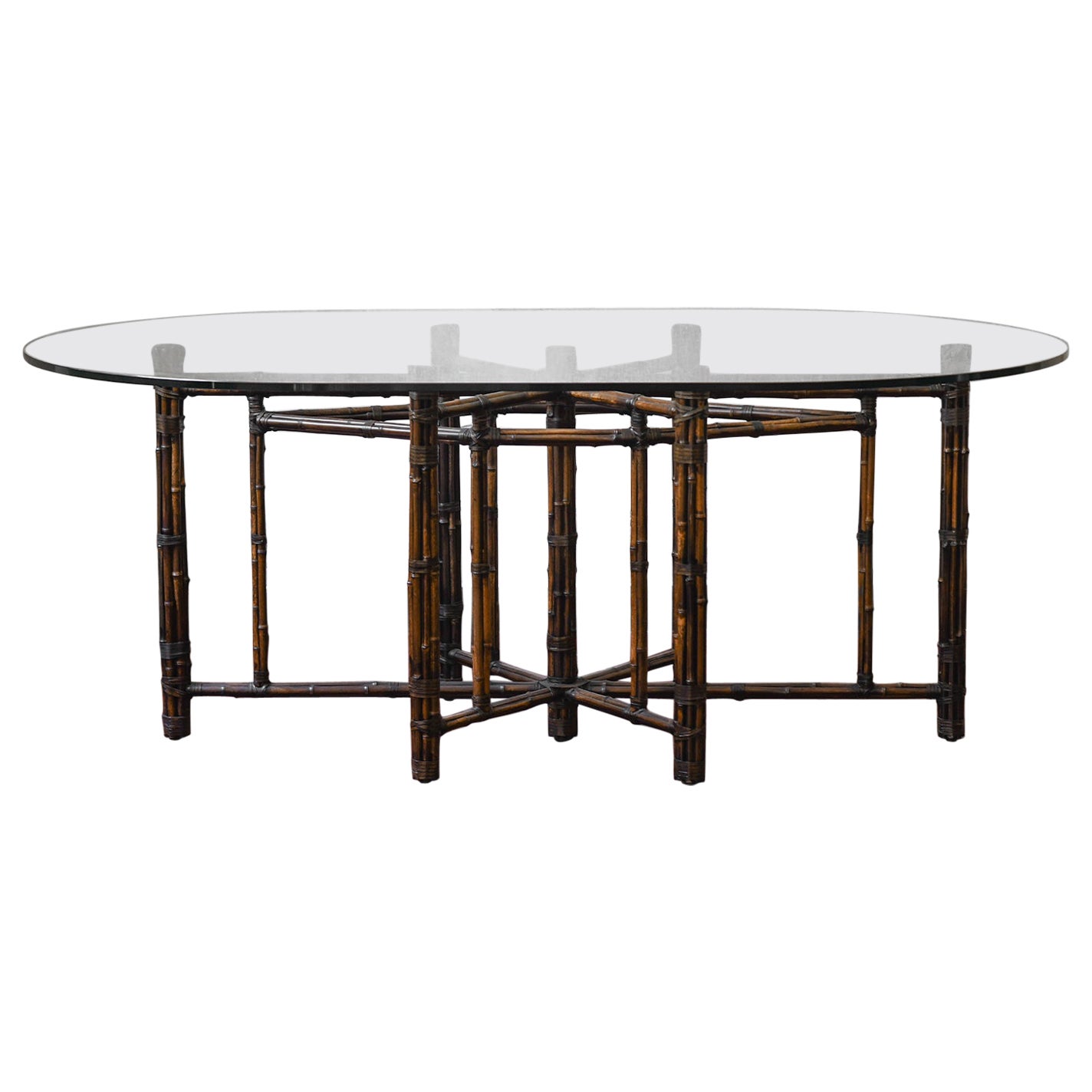 Large oval Mc Guire San Francisco 1970 table  For Sale