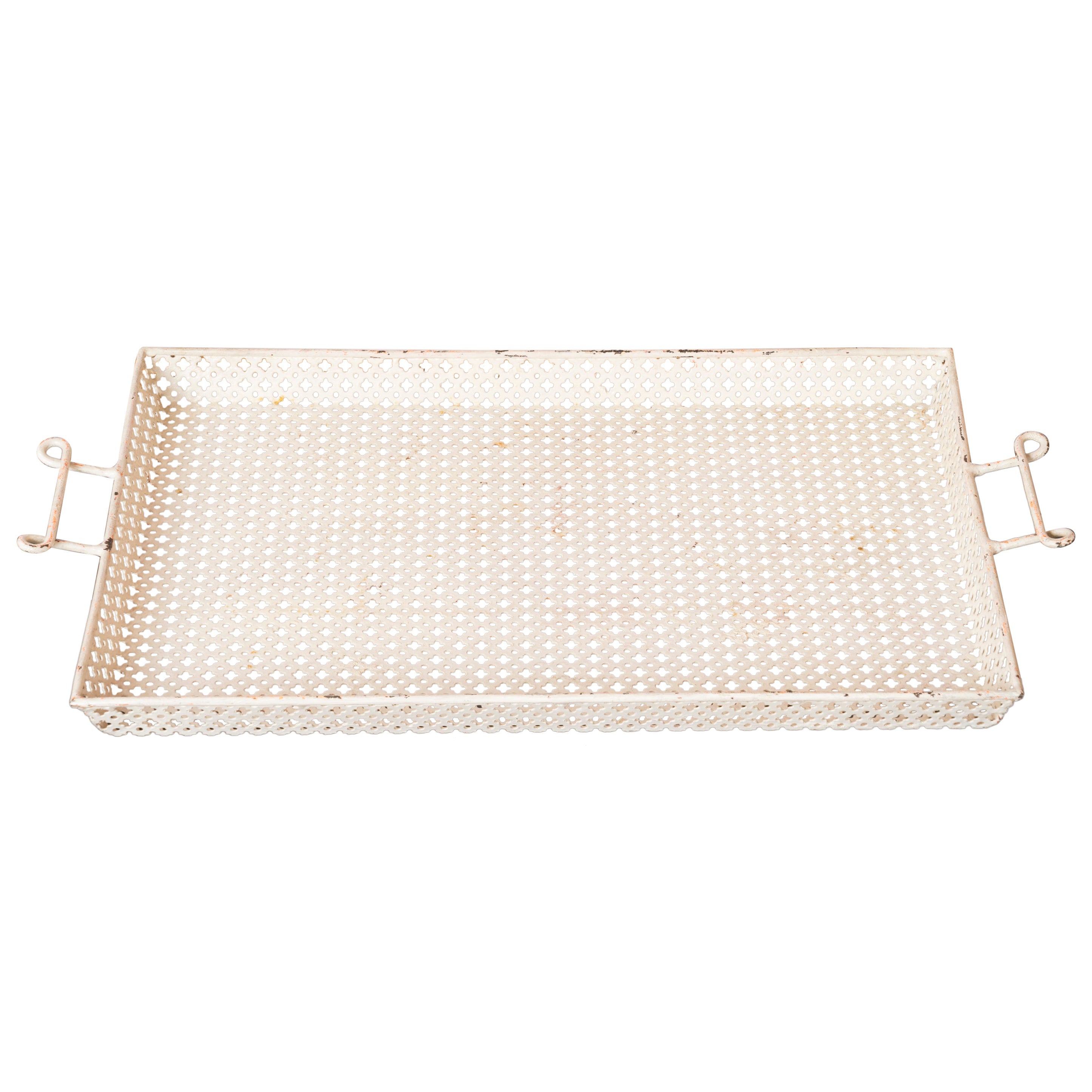 White "Rigitulle" Serving Tray by Mathieu Matégot - France 1960's For Sale