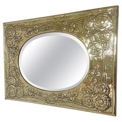 Glasgow School Arts and Crafts brass framed Mirror