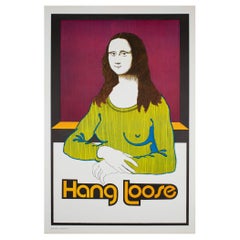 Vintage Hang Loose 1970s American Political/Protest Poster, Women's Lib Mona Lisa