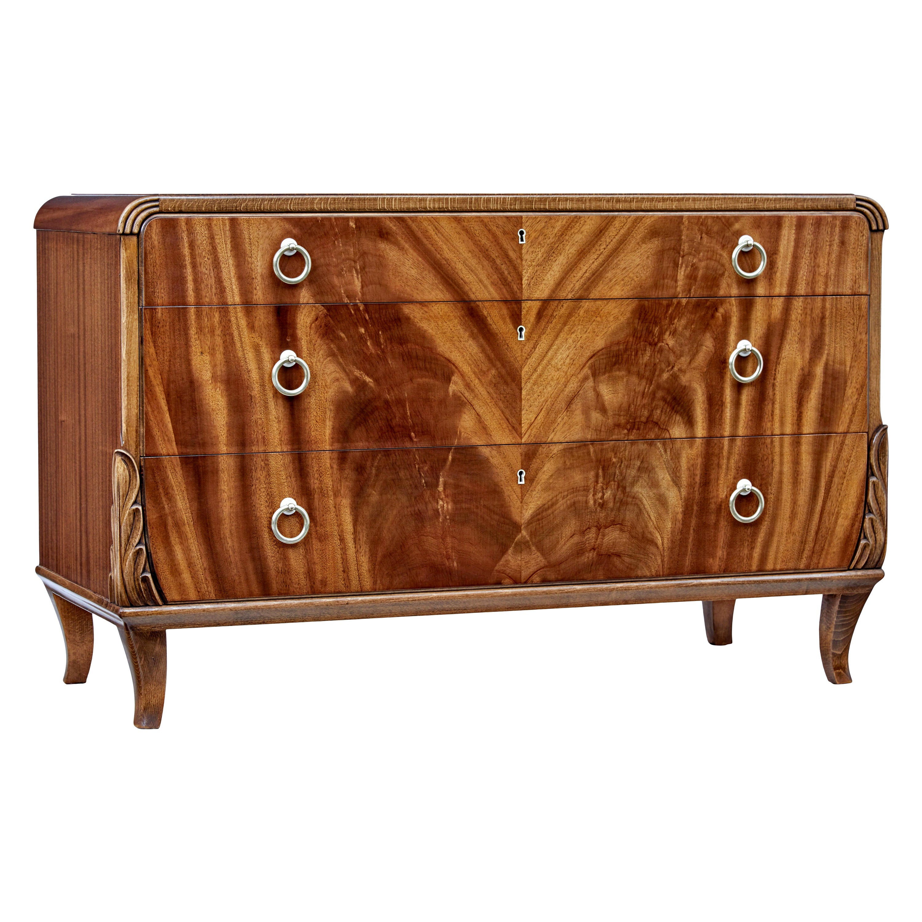Mid 20th century mahogany chest of drawers by Bodafors For Sale