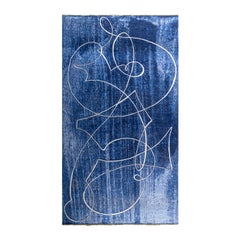 Großer blauer moderner Teppich im Art-déco-Stil von Doris Leslie Blau