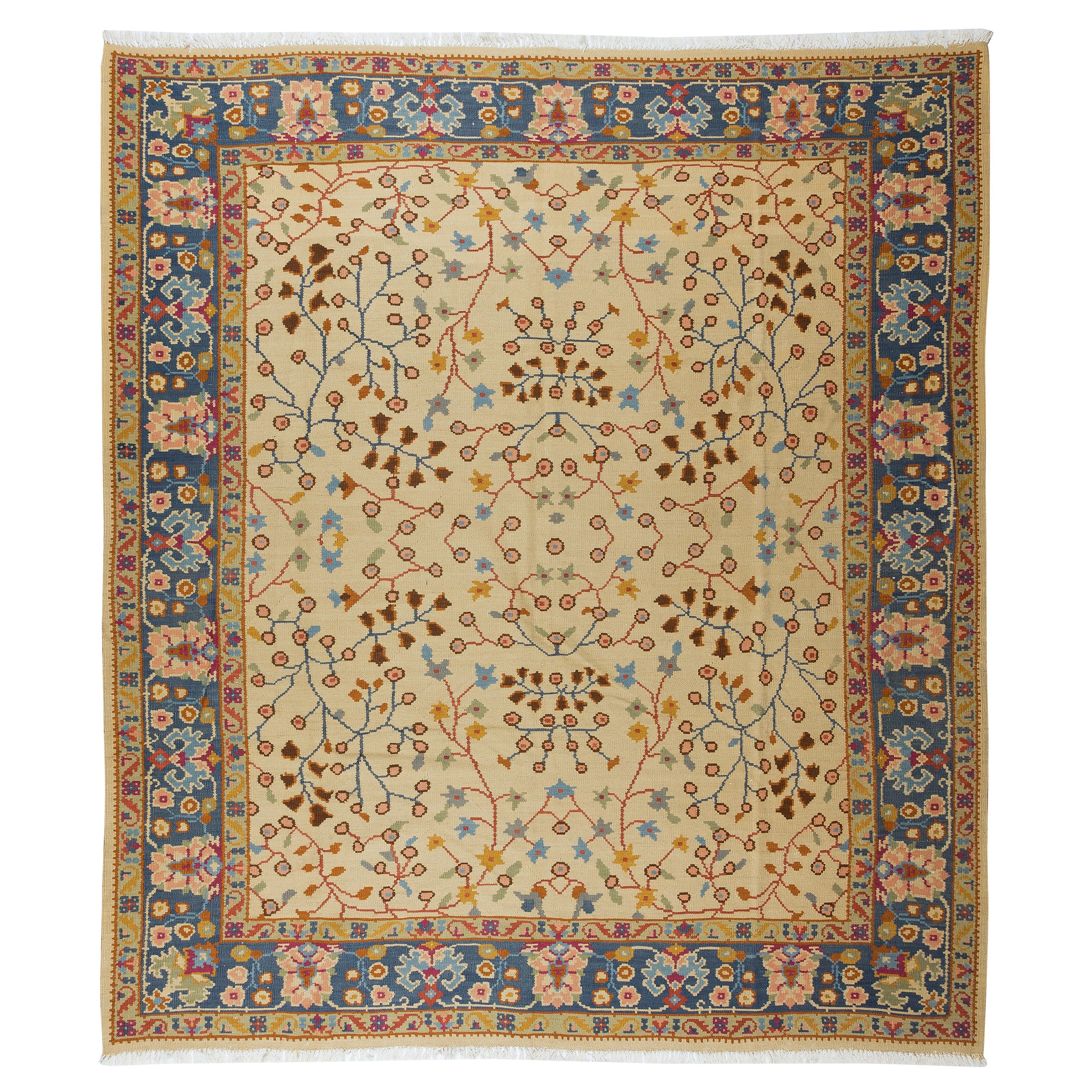8.8x9.7 Ft Contemporary Rare Size Rug, Floral Handmade Turkish Carpet, All Wool For Sale