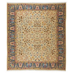 8.8x9.7 Ft Contemporary Rare Size Rug, Floral Handmade Turkish Carpet, All Wool