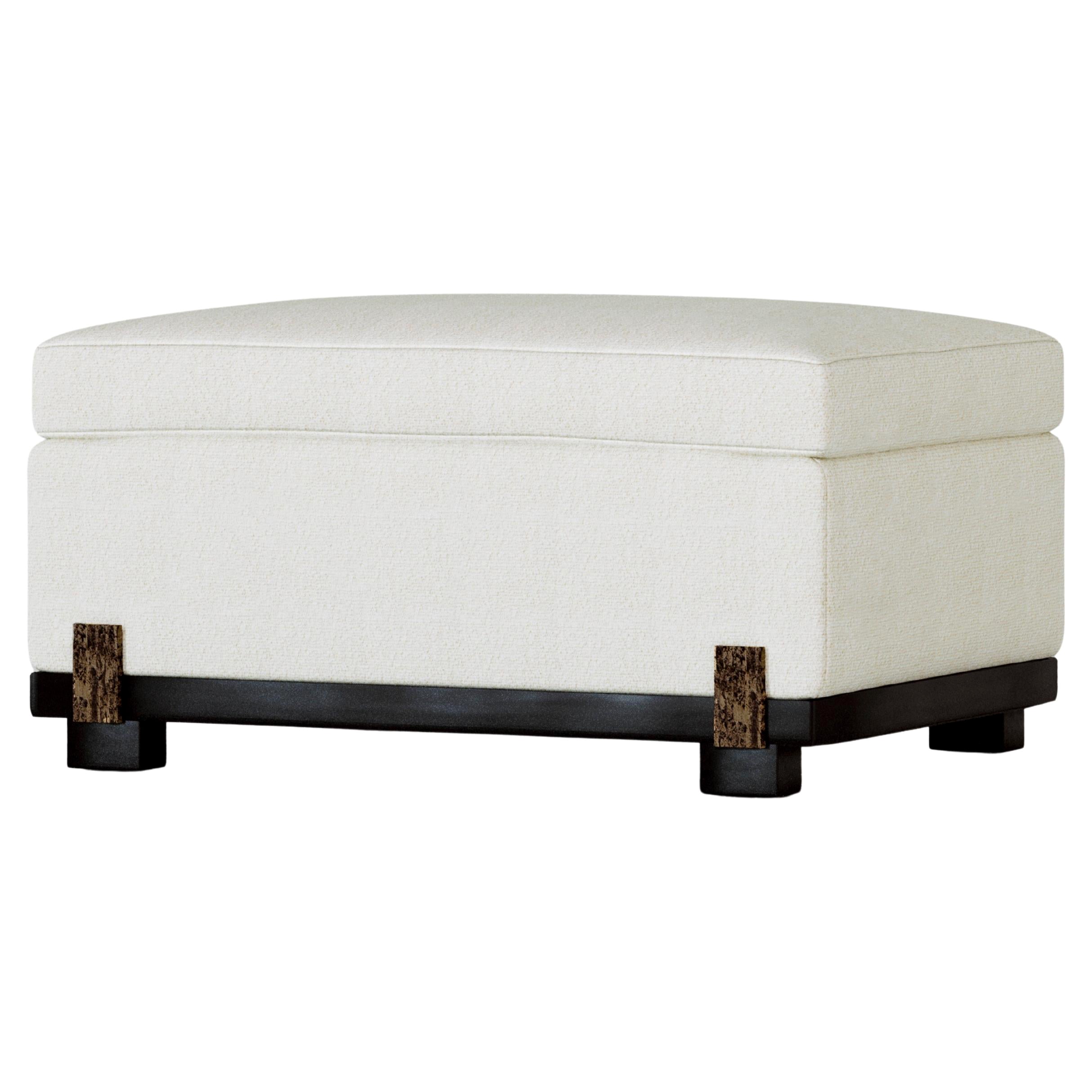 Ida Footstool, in Cast Bronze Details, Handcrafted in Portugal by Duistt For Sale
