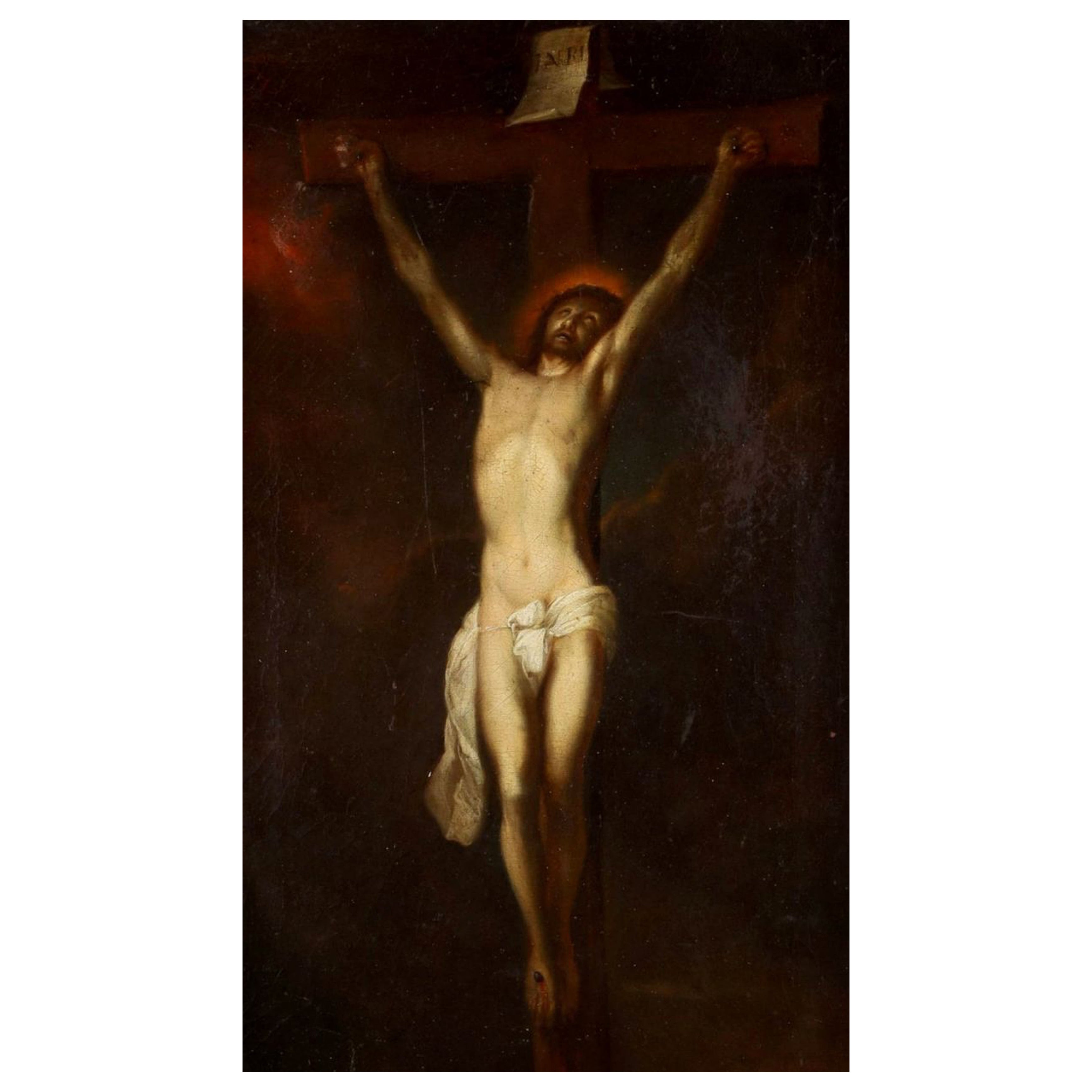 17th century Italian School  "Crucifix" For Sale